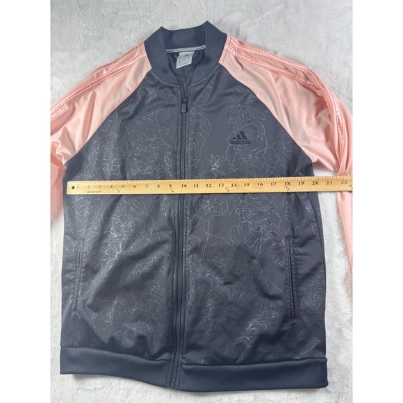 Adidas Embossed Print Track Jacket Full Zip Climalite Women's Black Pink size XL - Picture 3 of 10